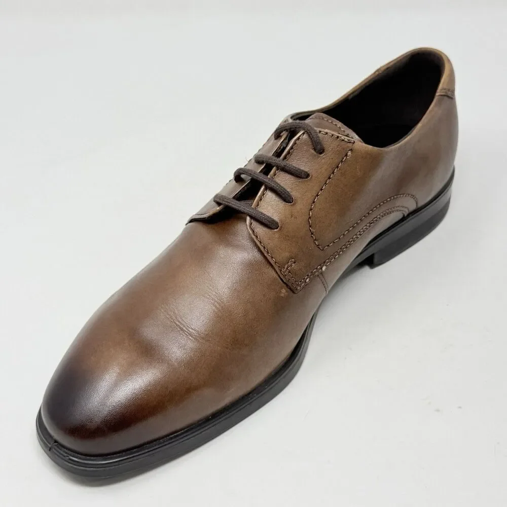 Ecco Melbourne Tie Derby Shoes Mens 10 EU 44 Brown Leather Casual Dress Business
